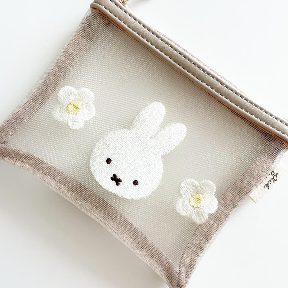 일본 미피 캐릭터 보리스 플라워 사각 메쉬 화장품 파우치