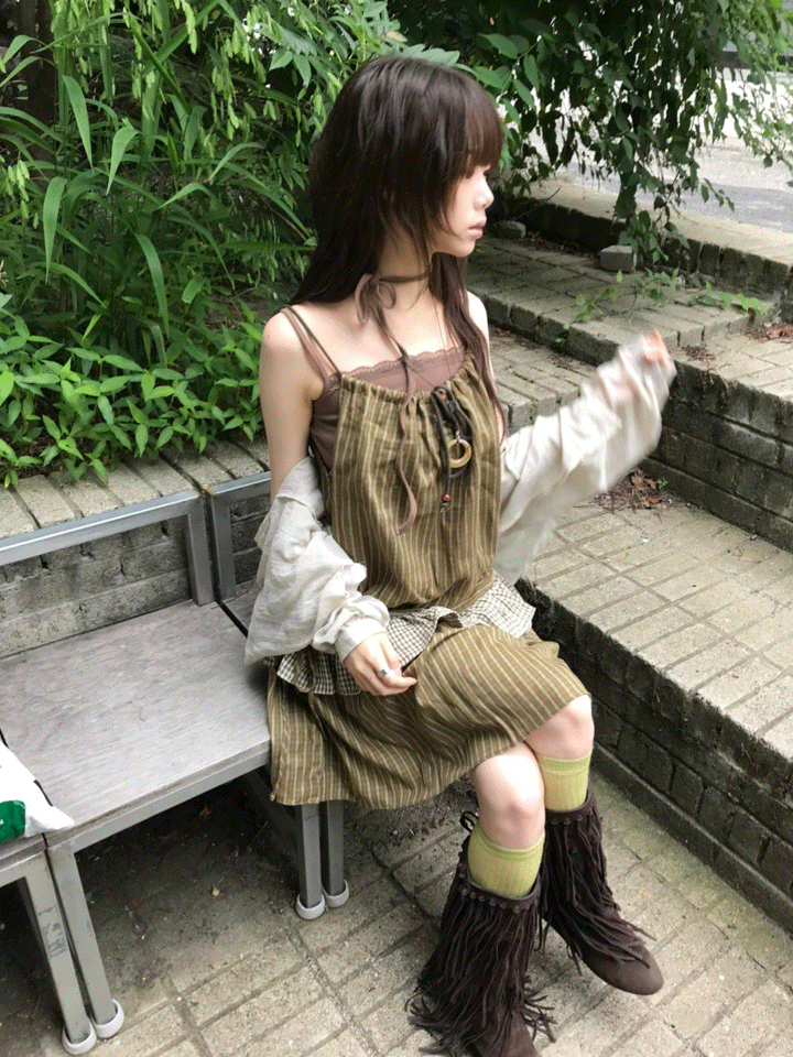 미오빌리지 nori stripe frill ops