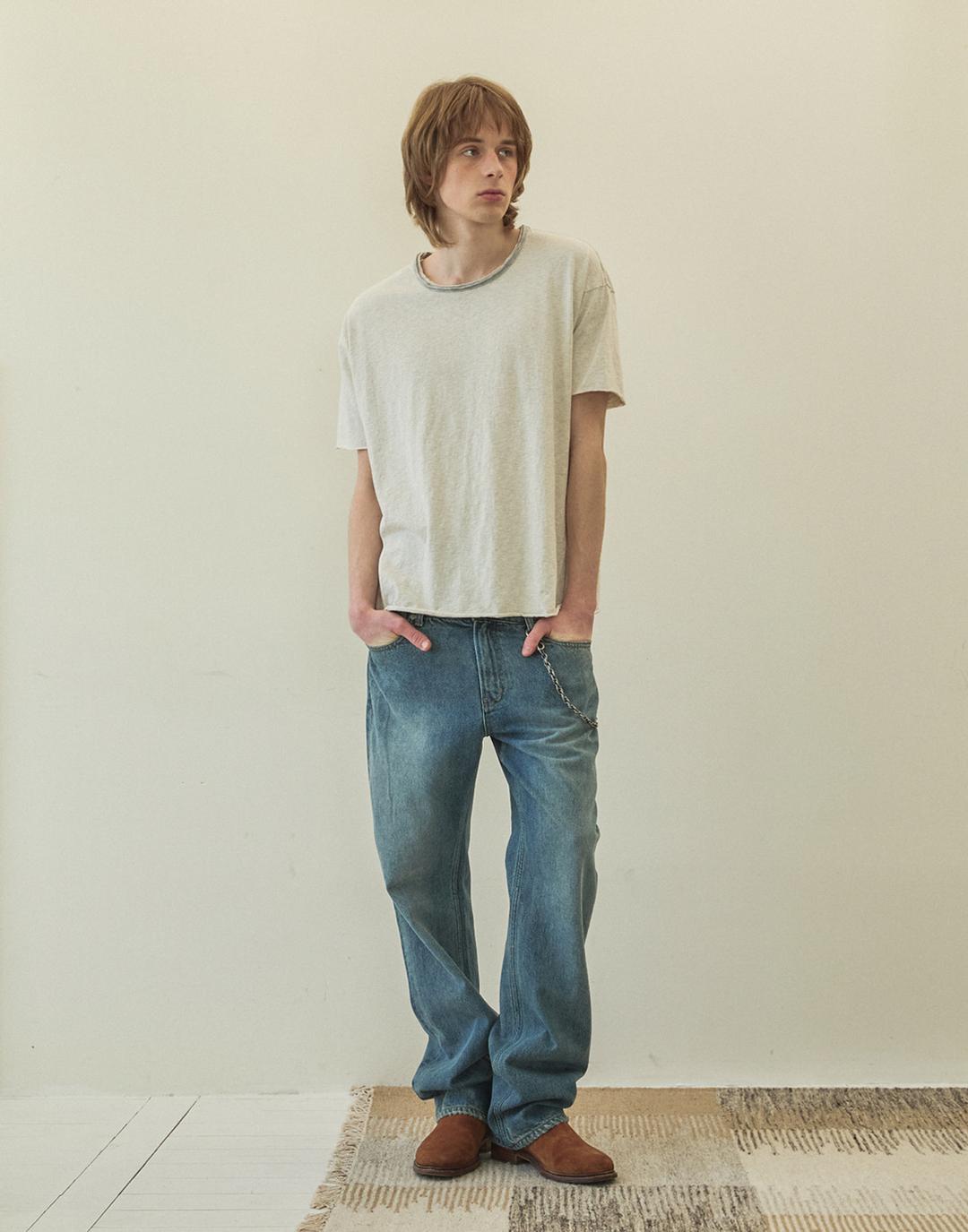 Raw-Edge Tee (Oatmeal)