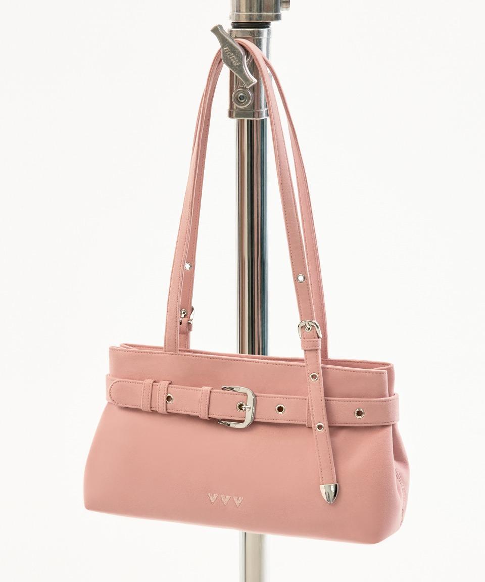 스웨이드 버클 스트랩 토트 숄더백 _ 핑크
