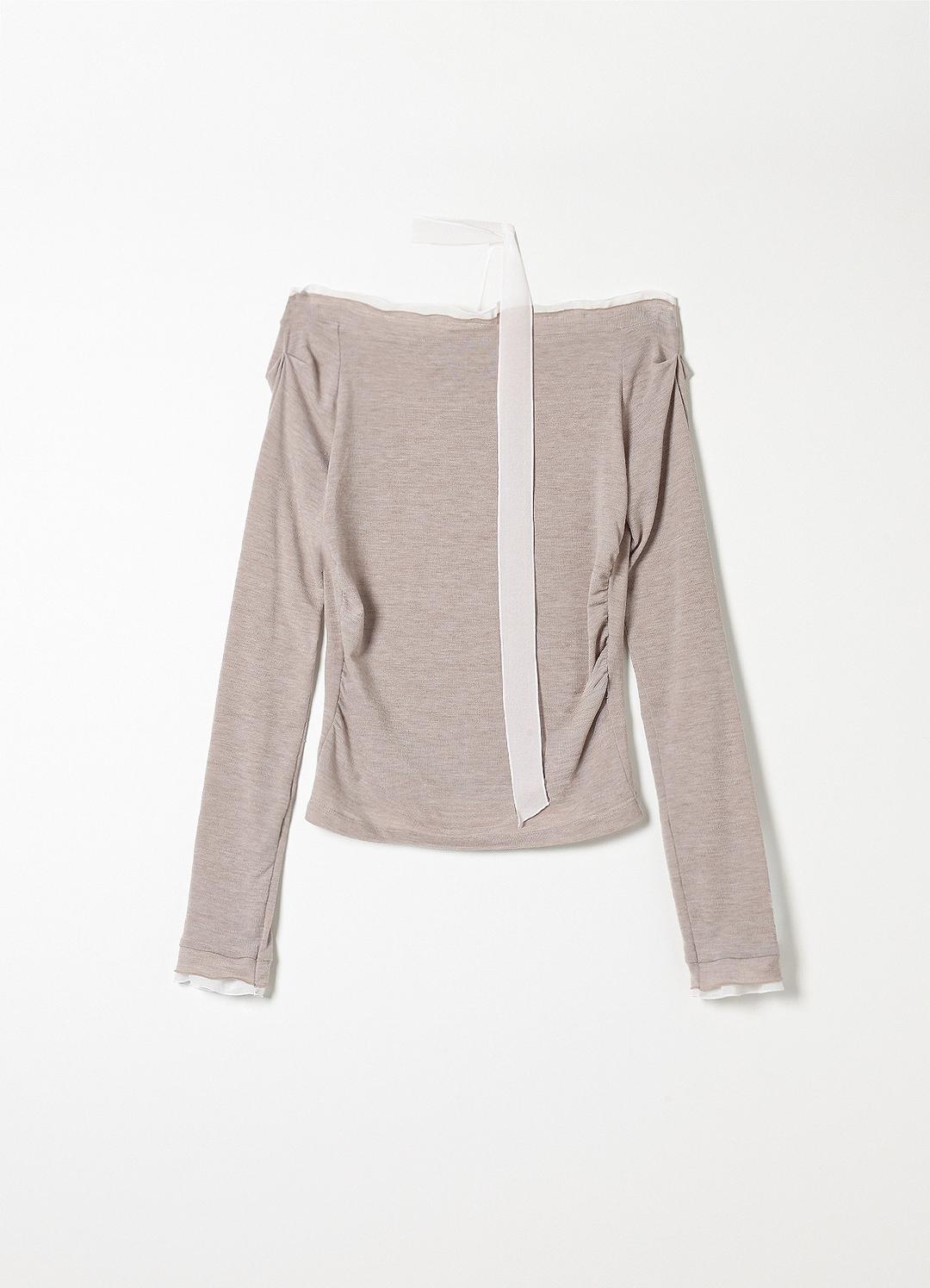 Soft Chiffon Tie Top(Taupe)