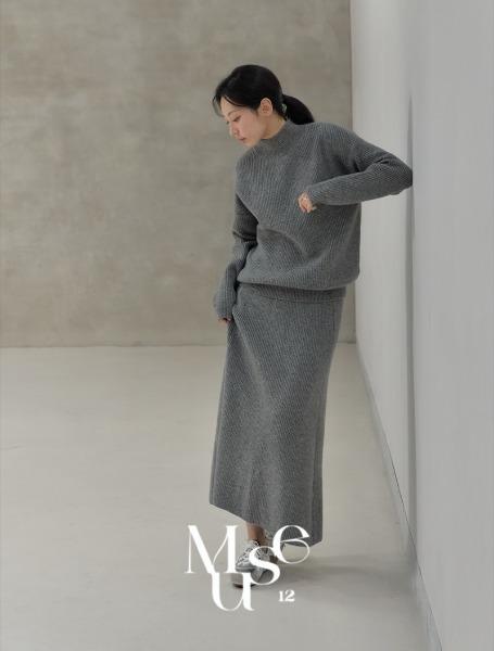 [Muse12]누브 하프넥 루즈핏 스커트 세트
