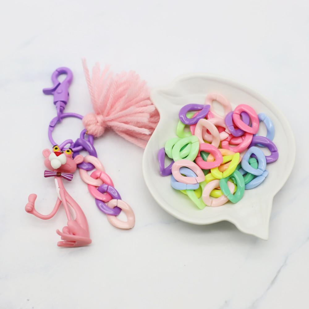 캔디컬러 납작 사슬모양 토이체인 20g (약33개) 파티드레싱 가방 체인 부자재