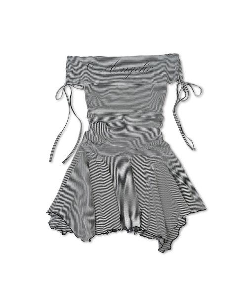 엔젤릭 스트라이프 드레스 [블랙]