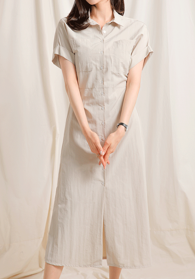 S27393) 사파리 반팔 원피스