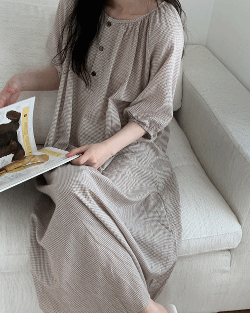 온오프미 제니 면 롱 원피스 파자마 - 워싱면100, 루즈핏 !