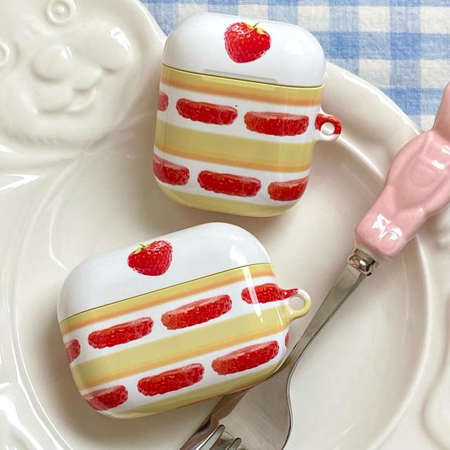 [유유어스] 딸기 생크림 케이크 에어팟 케이스 (유광 하드)