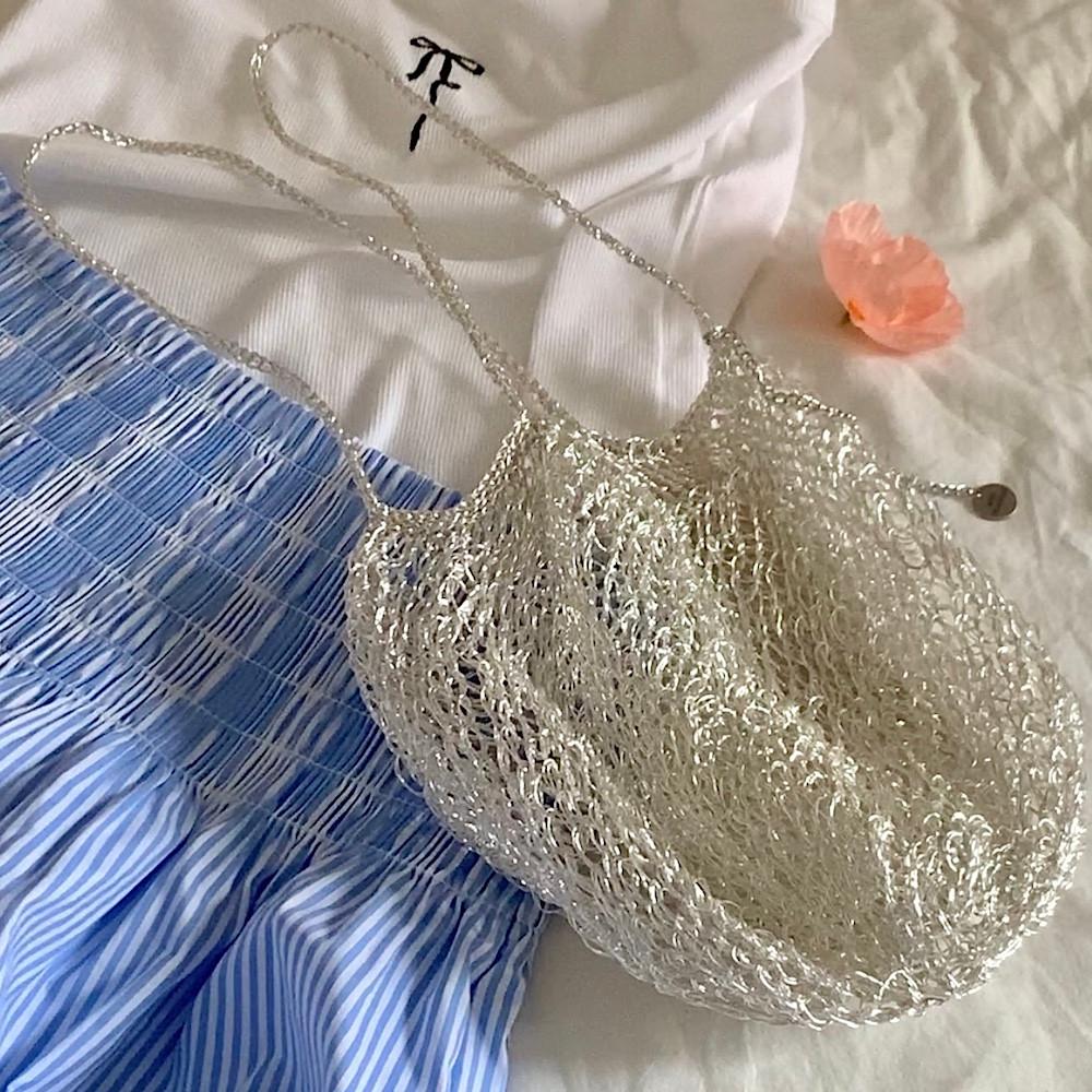 DIY 대바늘 코바늘 여름가방뜨기 뜨개 실버 네트백 만들기 패키지