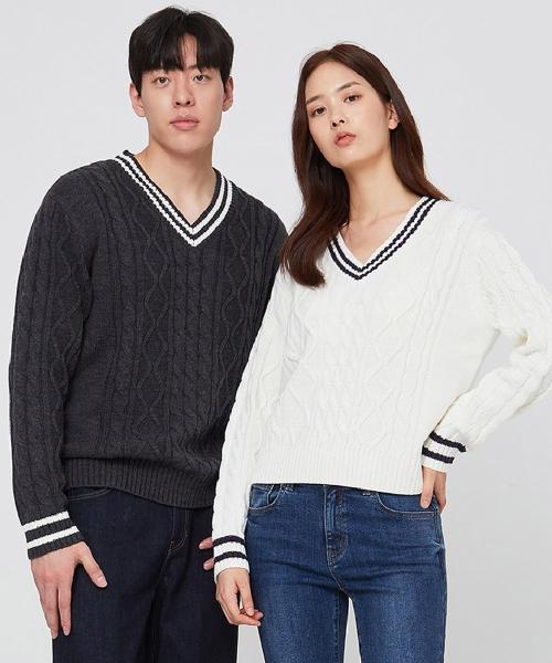 V넥 스웨터 풀오버 MM4S1691