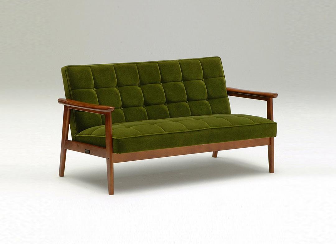 가리모쿠60 케이체어 2인용 모켓그린+월넛