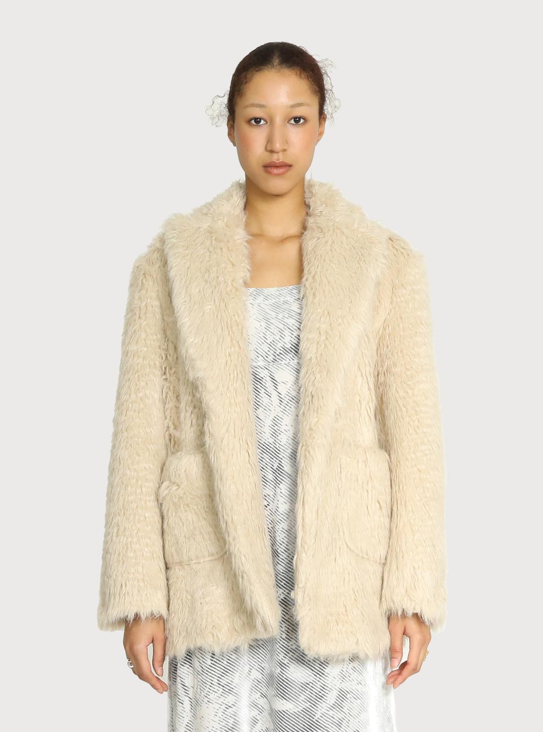 Crinkly Fur Jacket - beige