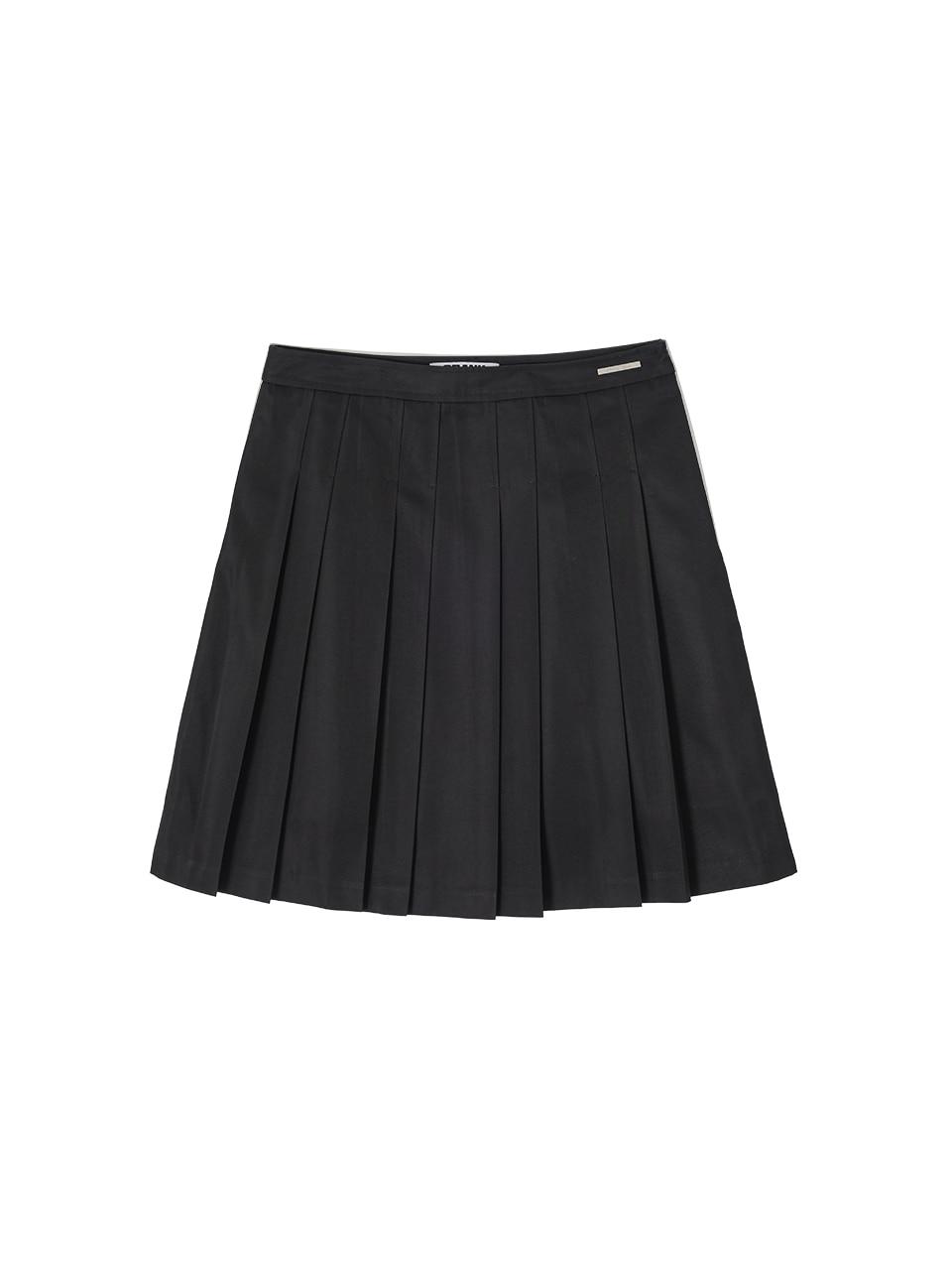 PAIRED PLEATED MIDI SKIRT_BLACK