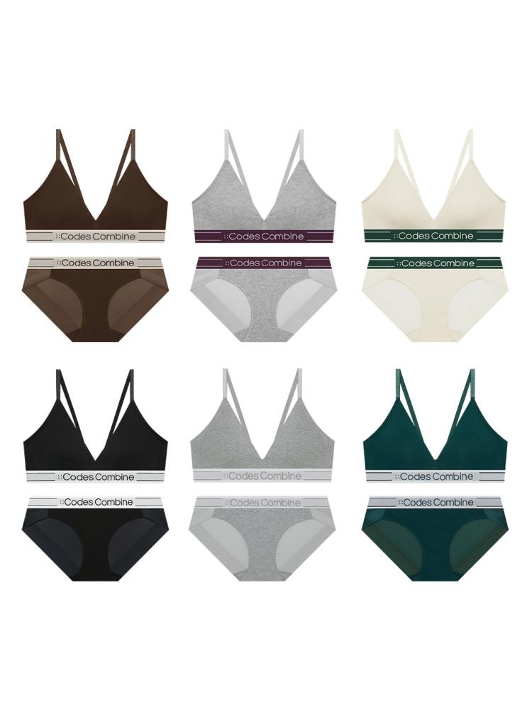 [N도착]코데즈컴바인 이너웨어 컬러로고플레이 브라렛 팬티 세트 6 Colors