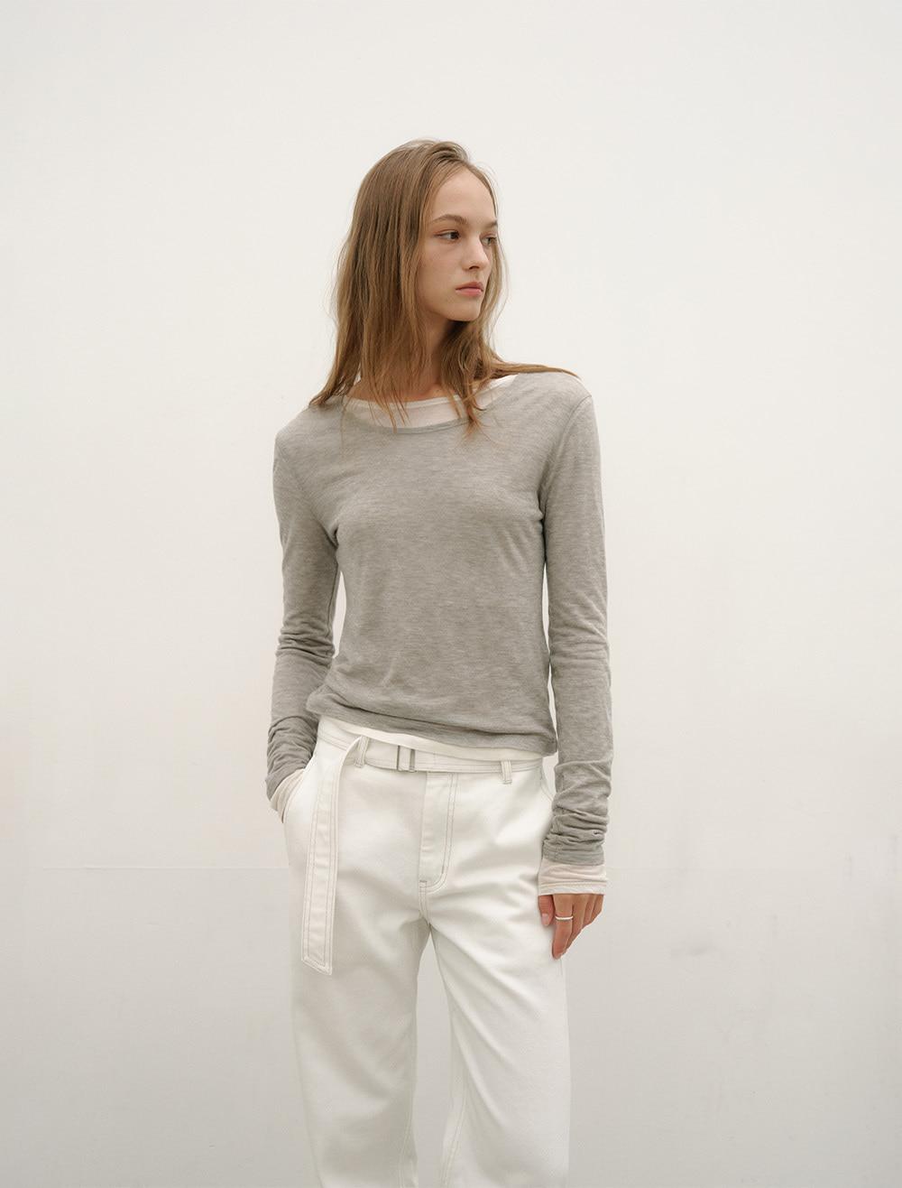 [6th REORDER] LAYERED LONG SLEEVE T-SHIRT [GREY]