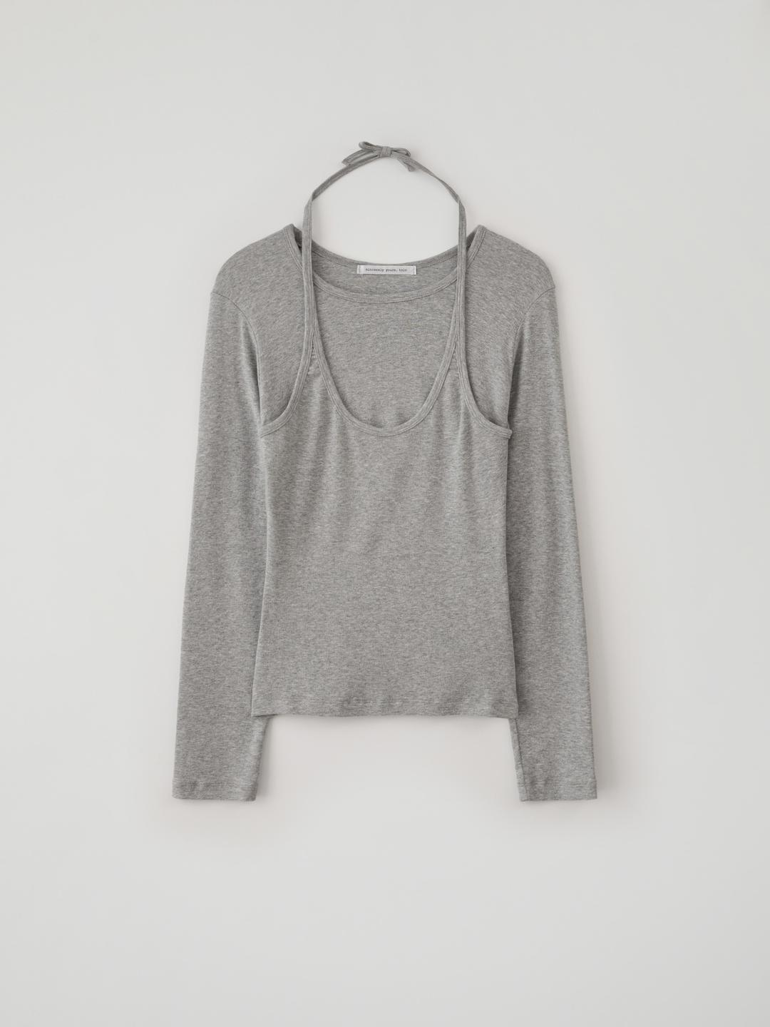 Halterneck Layered Tee(Melange Gray)