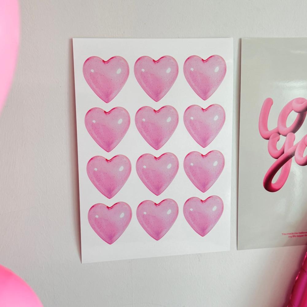 퐁마트 하트쓰핑크 포스터 젤리 글리터하트 포스터 : PONg28