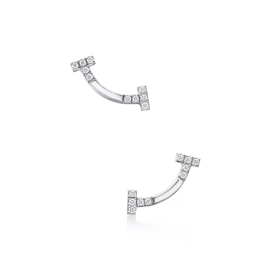 스마일 미니 이어링, 화이트 골드, 다이아몬드 세팅