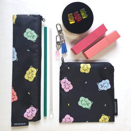 방수원단_젤리곰 빨대파우치 정사각파우치