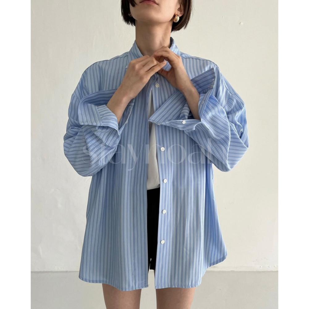(소라 당일) neuadult 노이어덜트 스트라이프 실키 셔츠 루즈핏 단가라 sh (2c)