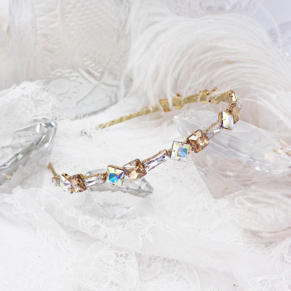 [하이퀄리티] 솔라 스퀘어 크리스탈 헤어밴드 고급 머리띠