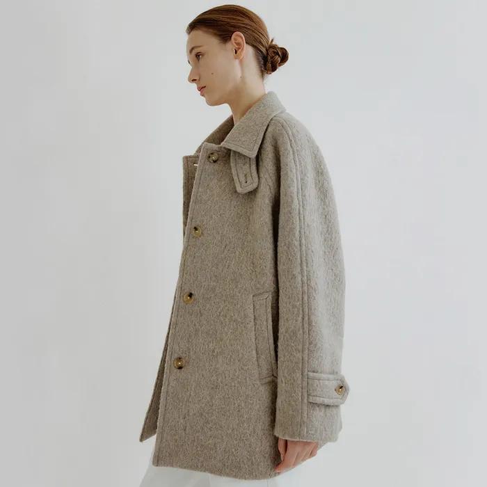 [13th 1/28 예약 발송] Phoebe alpaca half coat (gray beige)