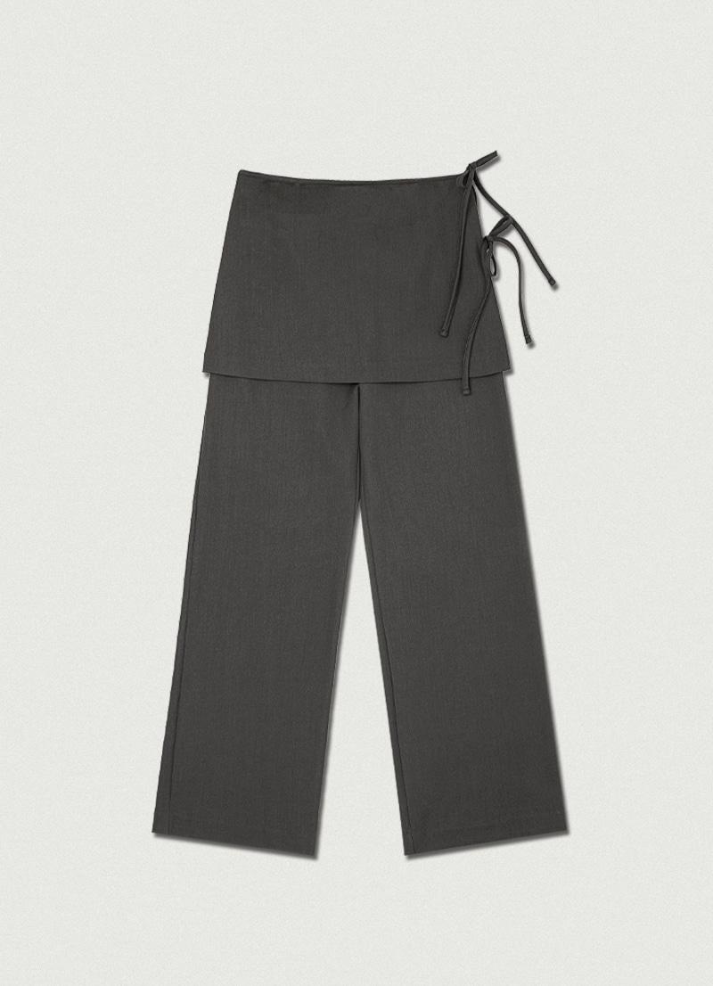 Ribbon Skirt Slacks [charcoal]