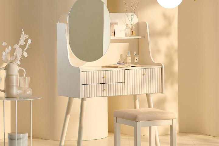 씨엘 템바보드 라운드 콘솔 수납화장대 800(거울포함)