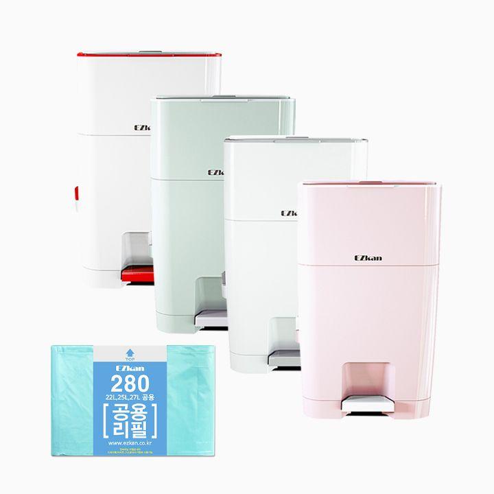 [무료배송] 4중냄새차단 이지캔 27L 휴지통+리필1롤(본체장착)
