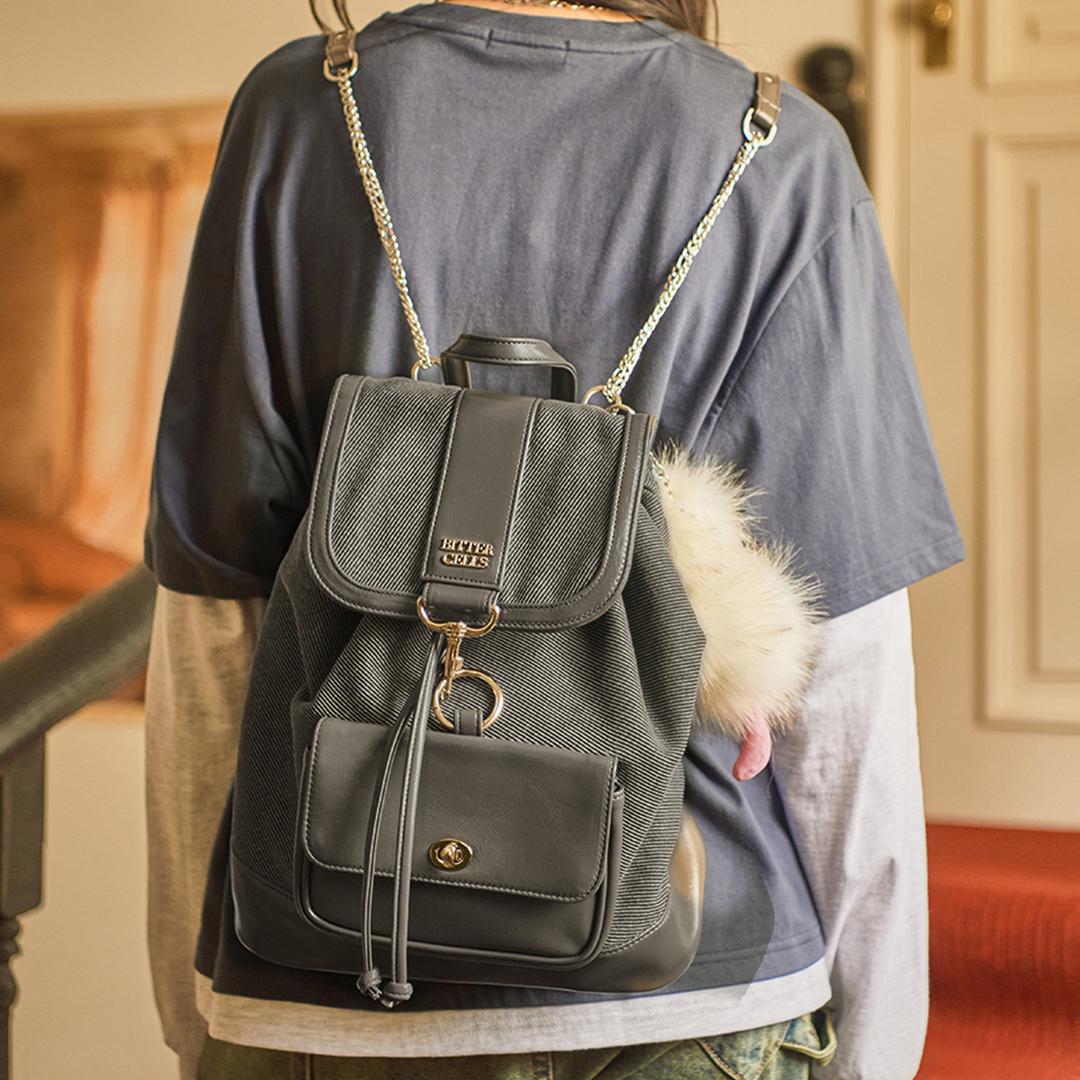 Chain Mini Back Pack-charcoal