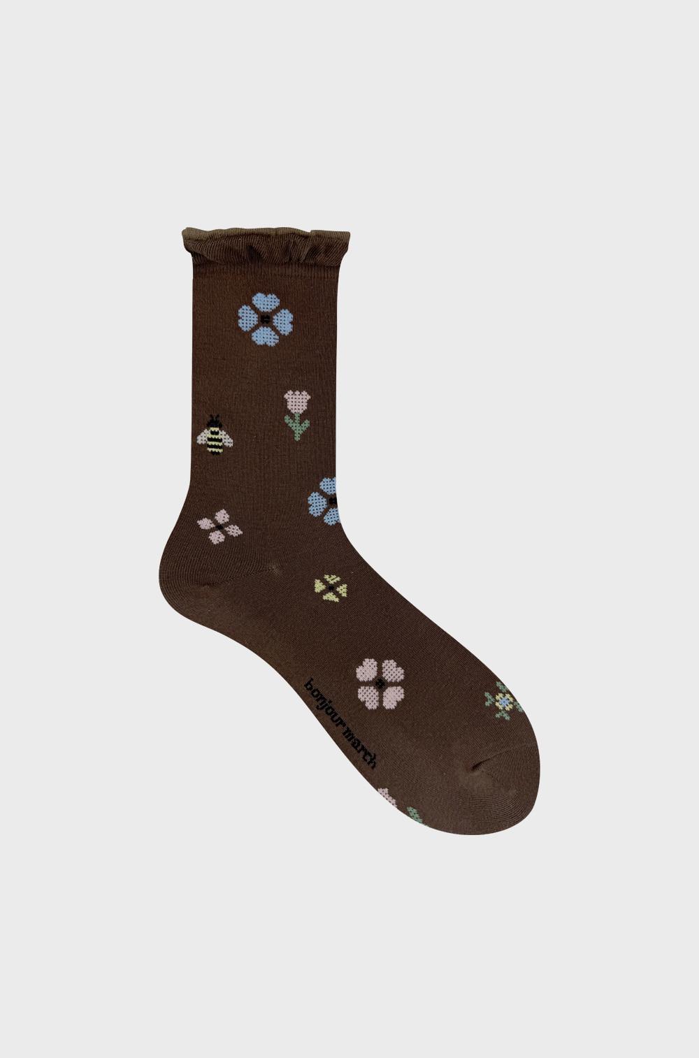 Jardin de fleurs socks_brown