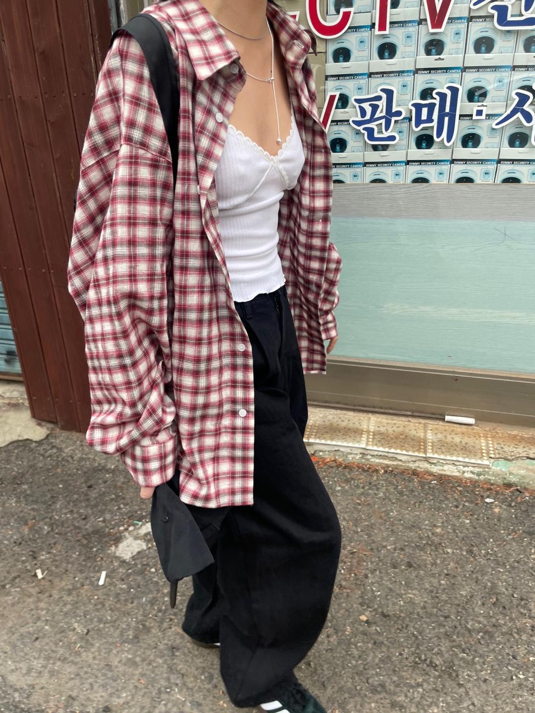 overfit spray check shirt (2color)