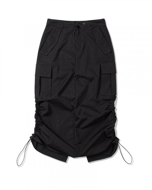 셔링 카고 맥시 스커트 (CHARCOAL)