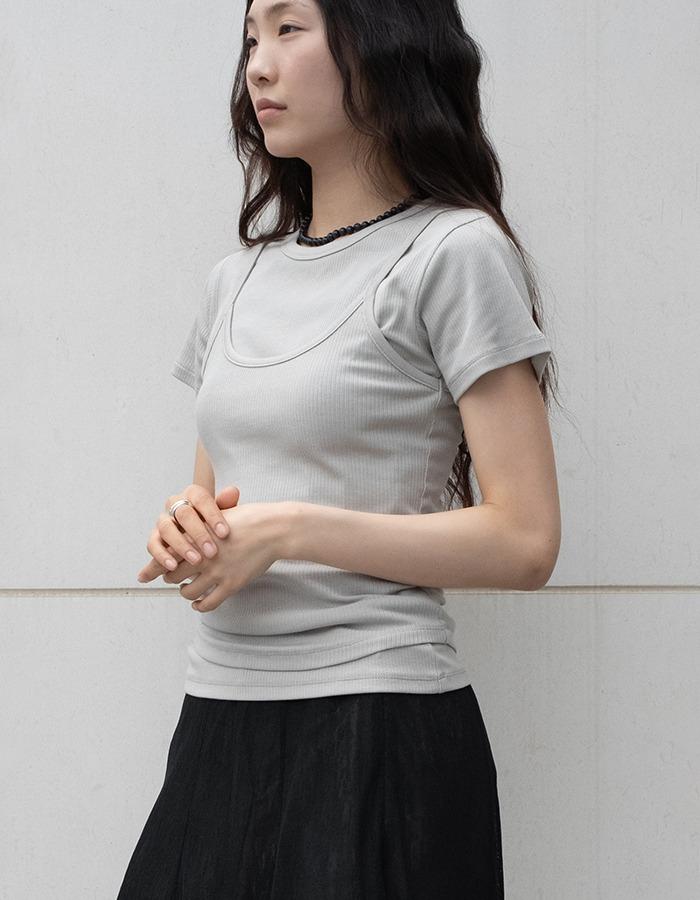 courbui) ribbed crew-neck t-shirt (5colors)