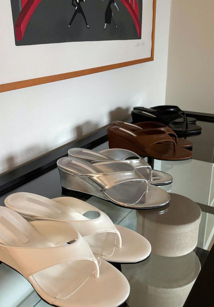 라운드토 웨지굽 플립플랍 샌들 5.5cm 4컬러