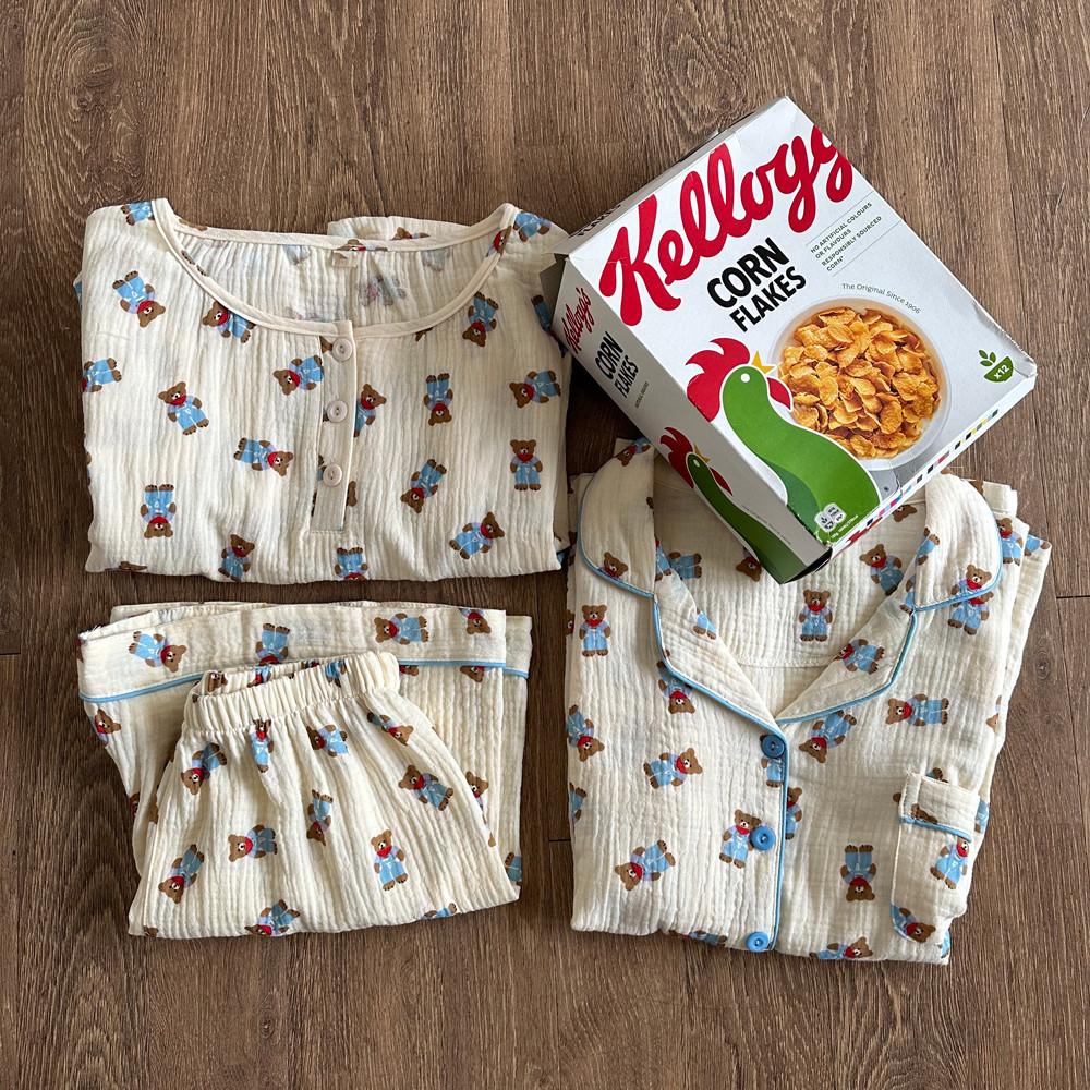 곰돌이 잠옷 순면 반팔 긴팔 요루면 캐릭터 잠옷