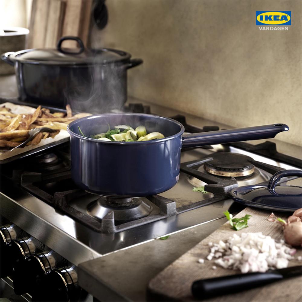 이케아 바르다겐 법랑 냄비 에나멜스틸 인덕션 이케아 냄비 소스팬+뚜껑 2L