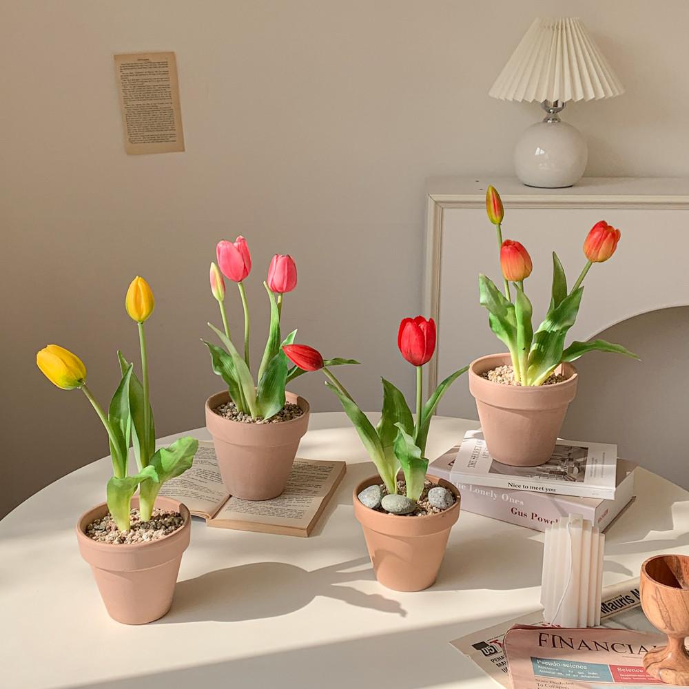 메종드 망고튤립 조화 황토화분 8color