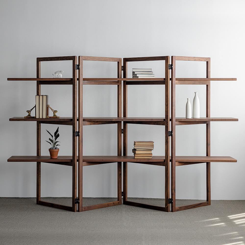 마이스터월넛 D형 오픈 원목 와이드 책장