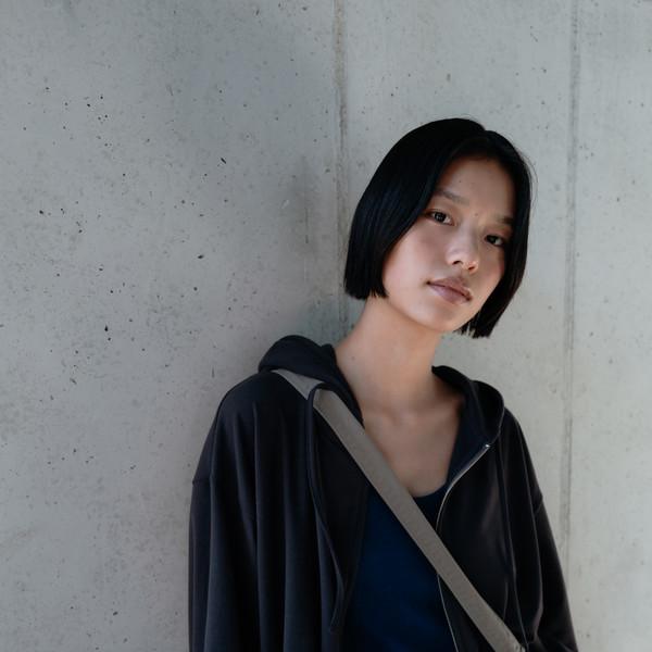 Brushed jersey zip hoodie (beige / gray / dark gray)