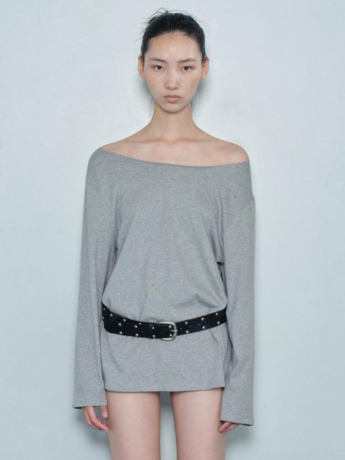 ONE SHOULDER LONG TOP / GRAY
