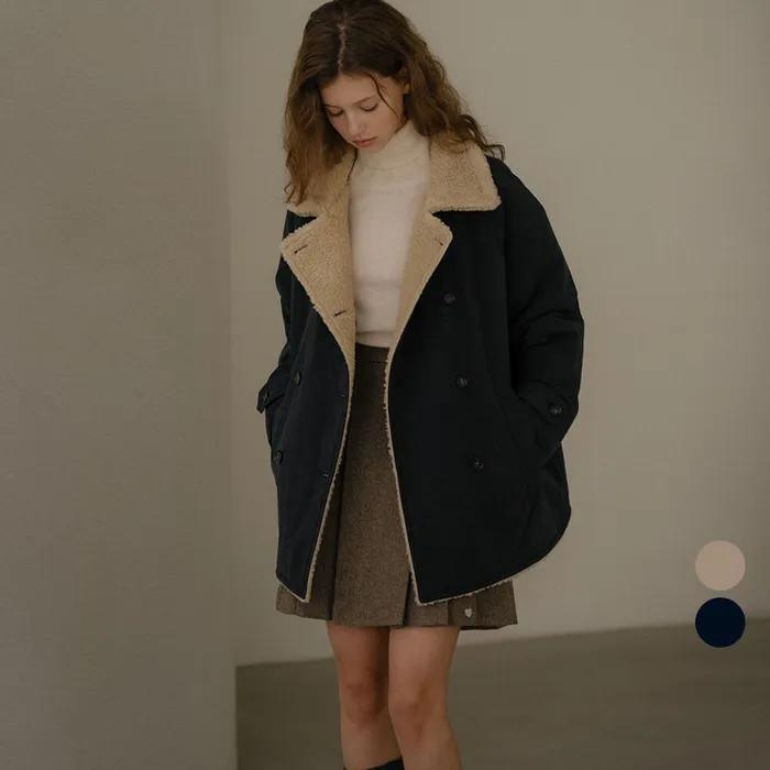 Faux fur collar double coat [TIWT02CT02]_2color