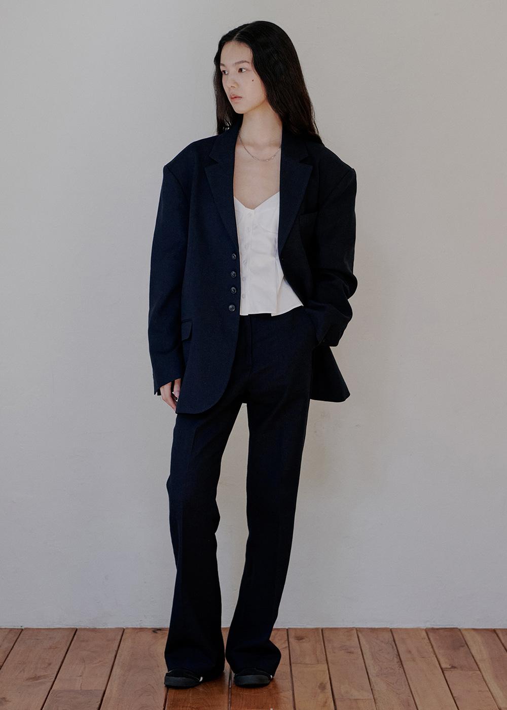 (w) linen jacket_navy