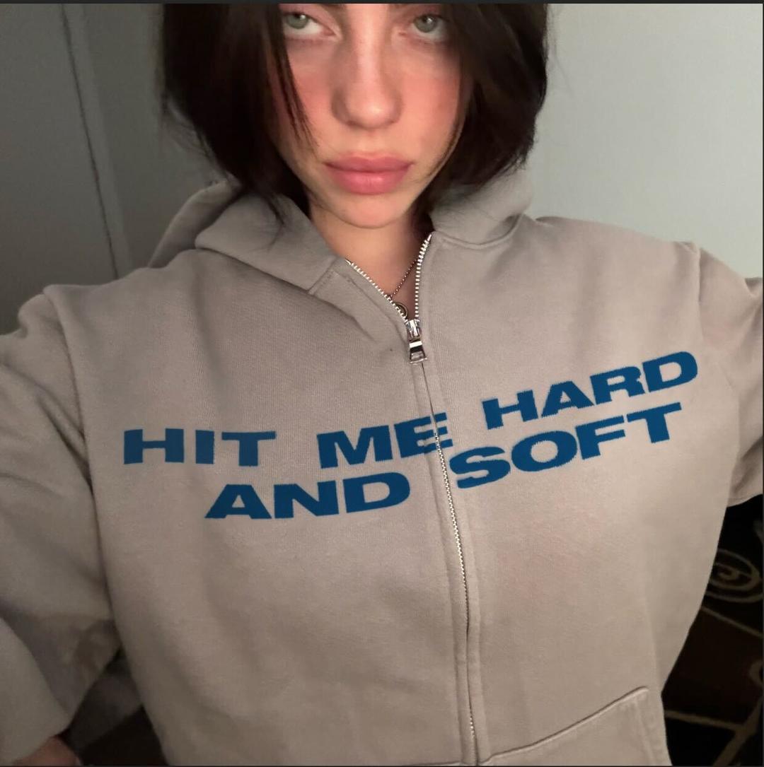 HIT ME HARD AND SOFT Grey Zipper Hoodie - S