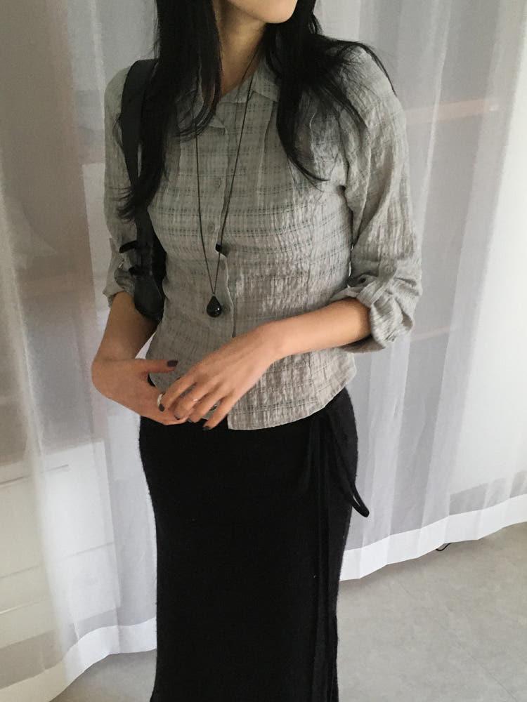 체크 시어서커 롤업 셔츠 (3color)