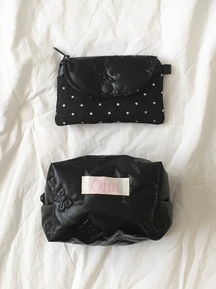 [바로배송/오히 MADE] 블랙 리본 유광 지퍼 파우치