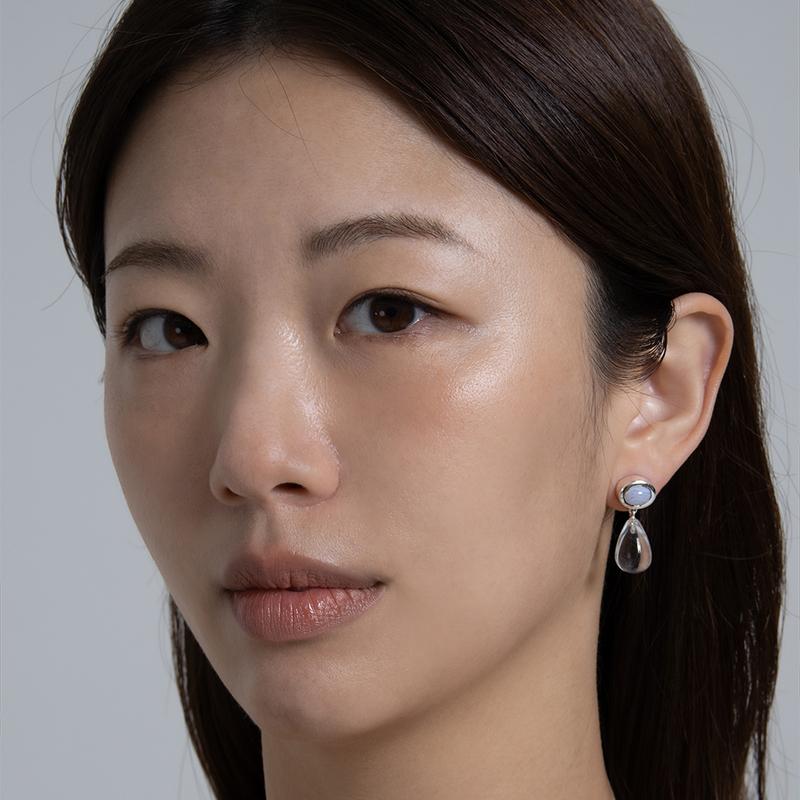 drop oval lake earring [gemstone 8*6mm]