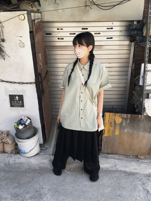 WAVE STRIPE HALF SHIRT (4 color)