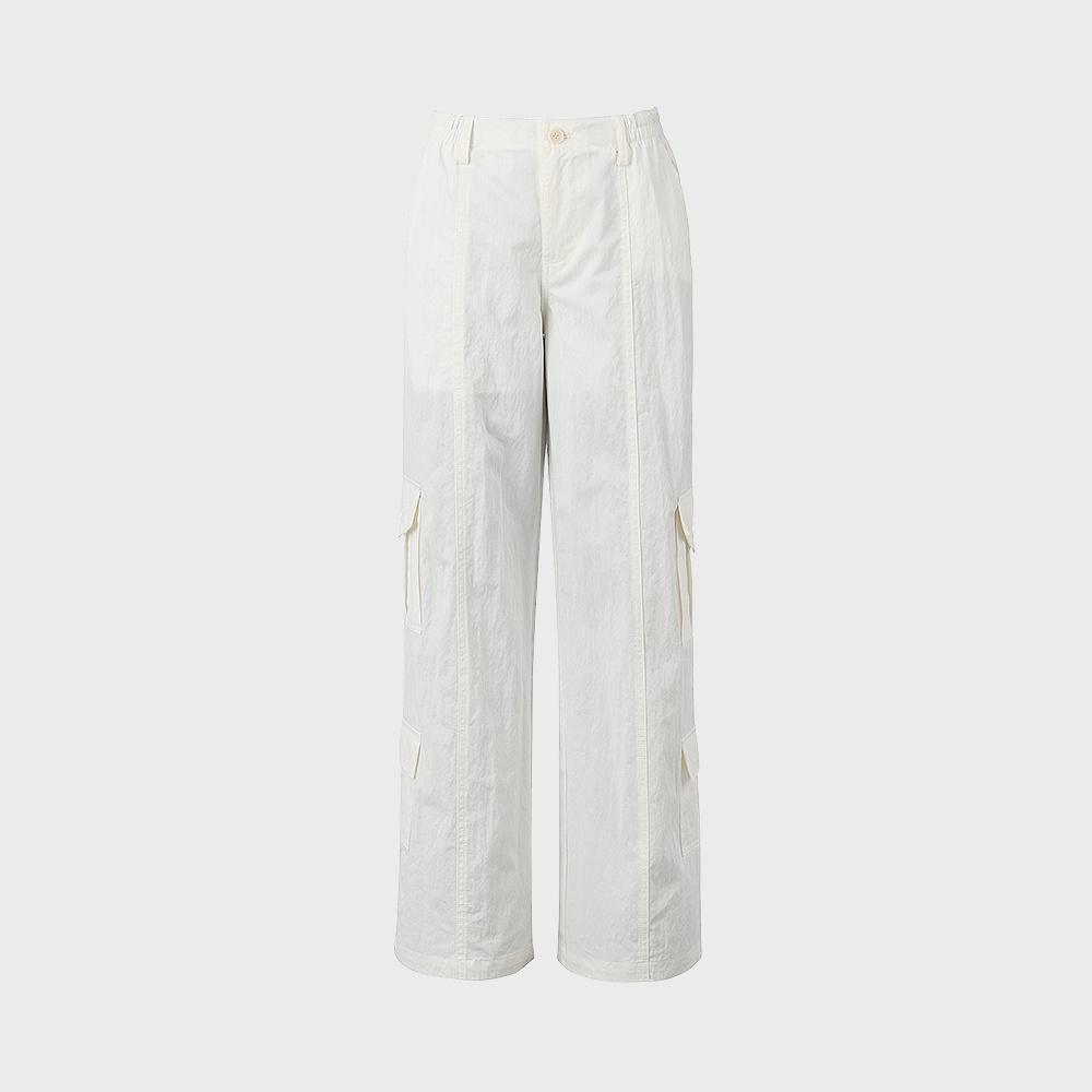 WHITE AMEKAJI CARGO WIDE PANTS