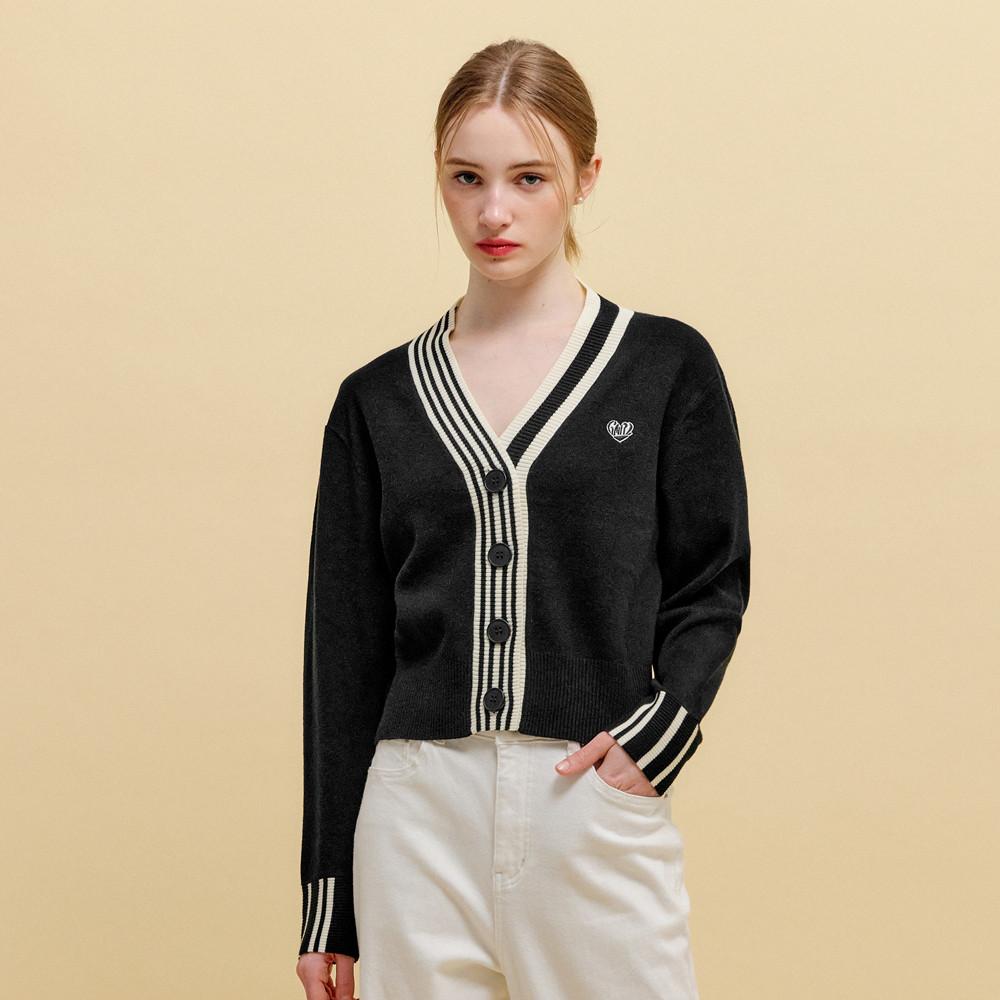 [제너럴아이디어 UNISEX] 스트라이프 포인트 가디건 [BLACK] / SBC1U04009