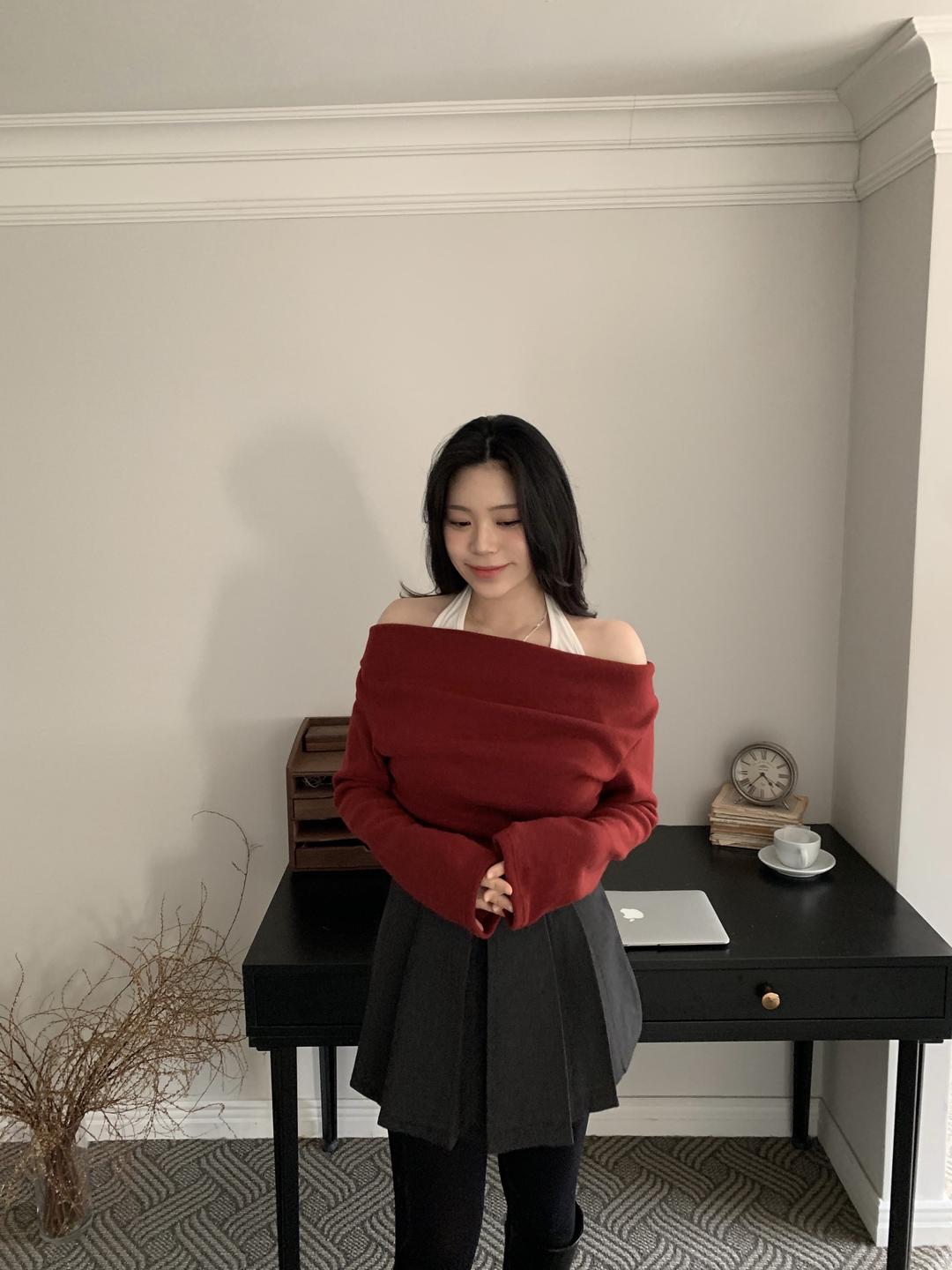 미니멀무드 [국내제작/레이어드/팔뚝커버]에일린 기모 홀터 티셔츠 (3colors)